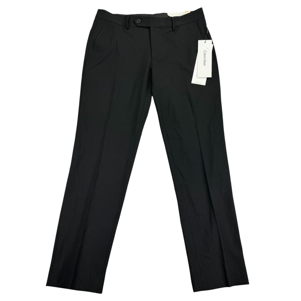 Calvin Klein Mens Infinite Stretch Skinny Fit Solid Dress Pants Black 32x29